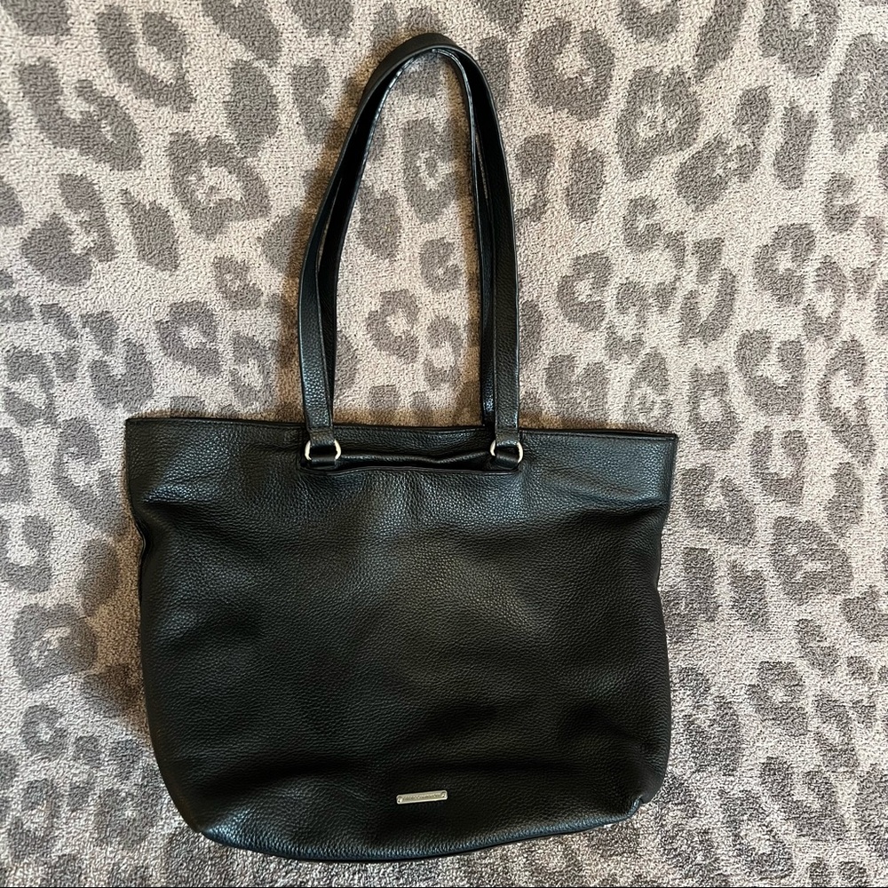Rebecca Minkoff black pebbled leather tote bag